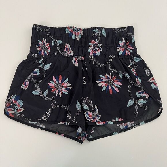 Free People Pants - Free People Womens Black Floral Print Blue The Way Home Short Size Large